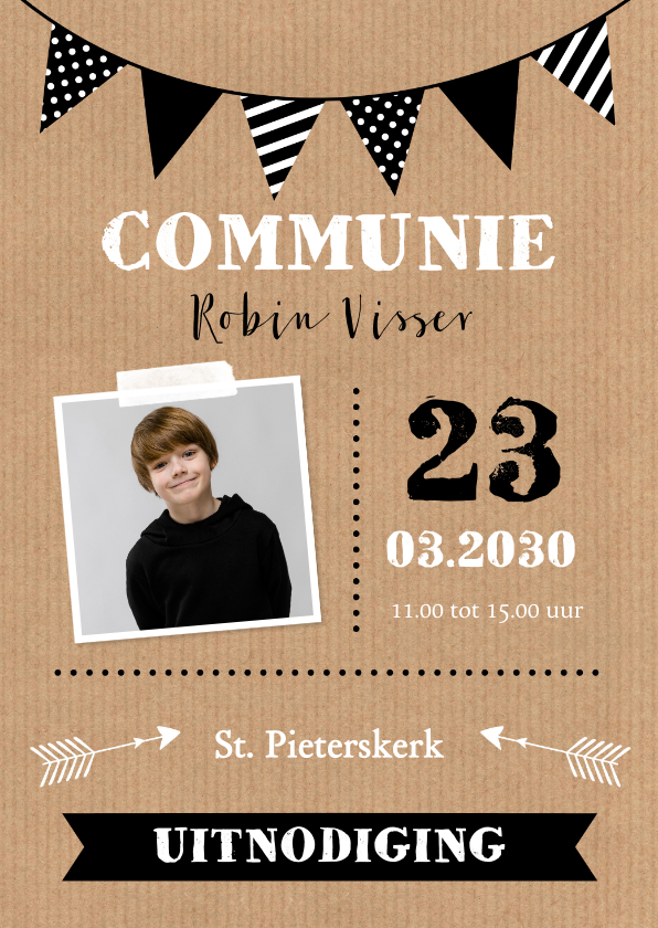 Communiekaart kraft foto slinger - Communiekaarten Communiekaarten - Communiekaart kraft foto slinger