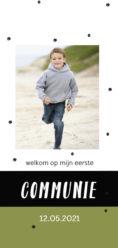 Communiekaarten - Communiekaart met confetti en eigen foto