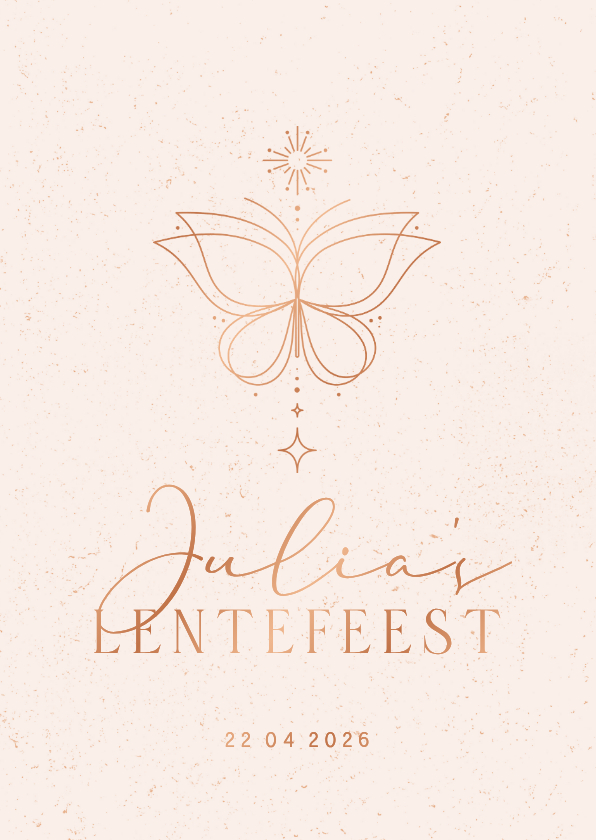 Communiekaarten - Communiekaartje vlinder lijntekening koperfolie