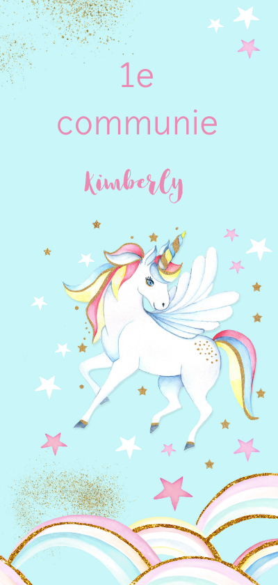 Eerste communie unicorn - Communiekaarten Communiekaarten - Eerste communie unicorn