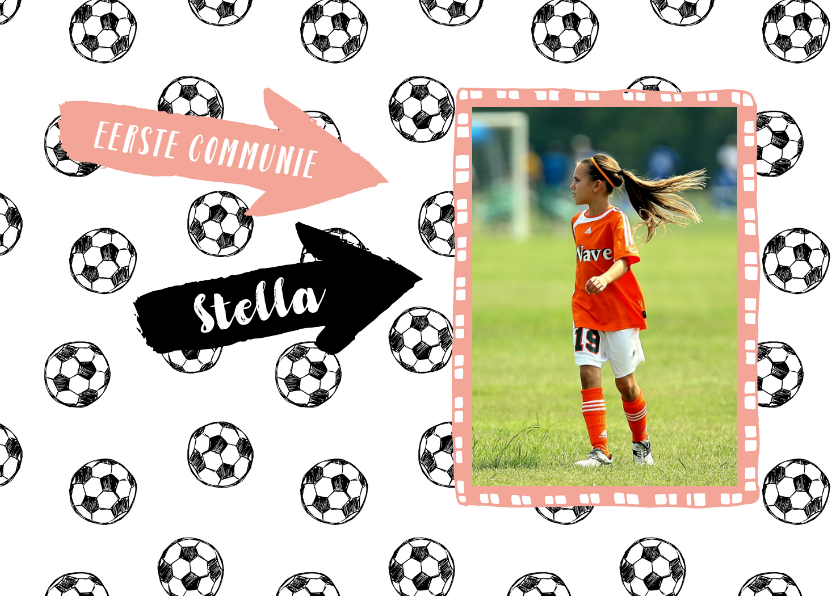 Communiekaarten - Eerste communie voetbal meisje