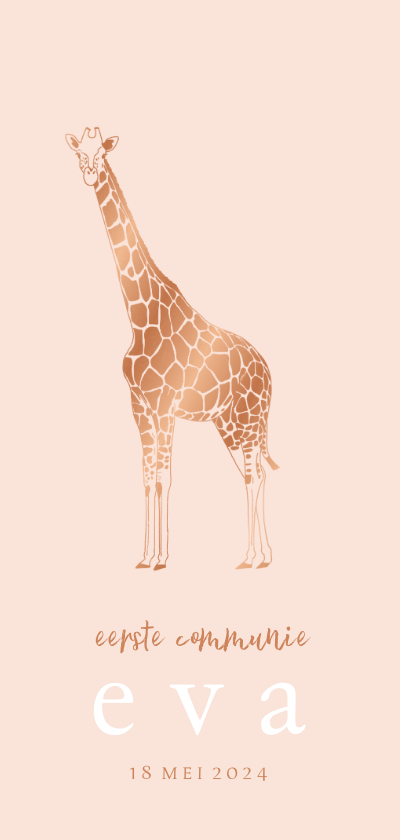 Communiekaarten - Hippe uitnodiging lijntekening giraf foliedruk
