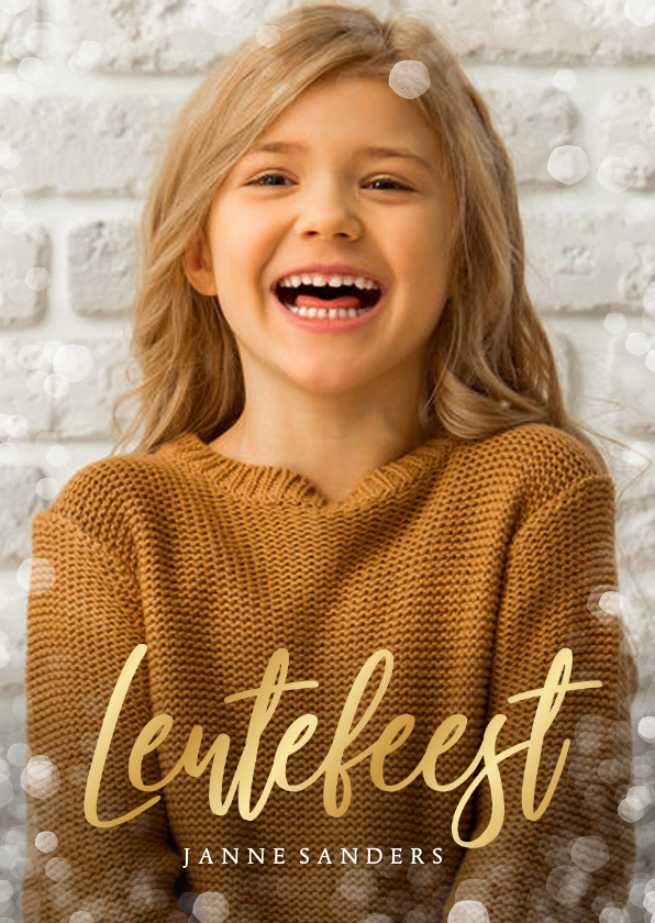 Hippe uitnodiging voor een lentefeest met eigen foto - Communiekaarten Communiekaarten - Hippe uitnodiging voor een lentefeest met eigen foto