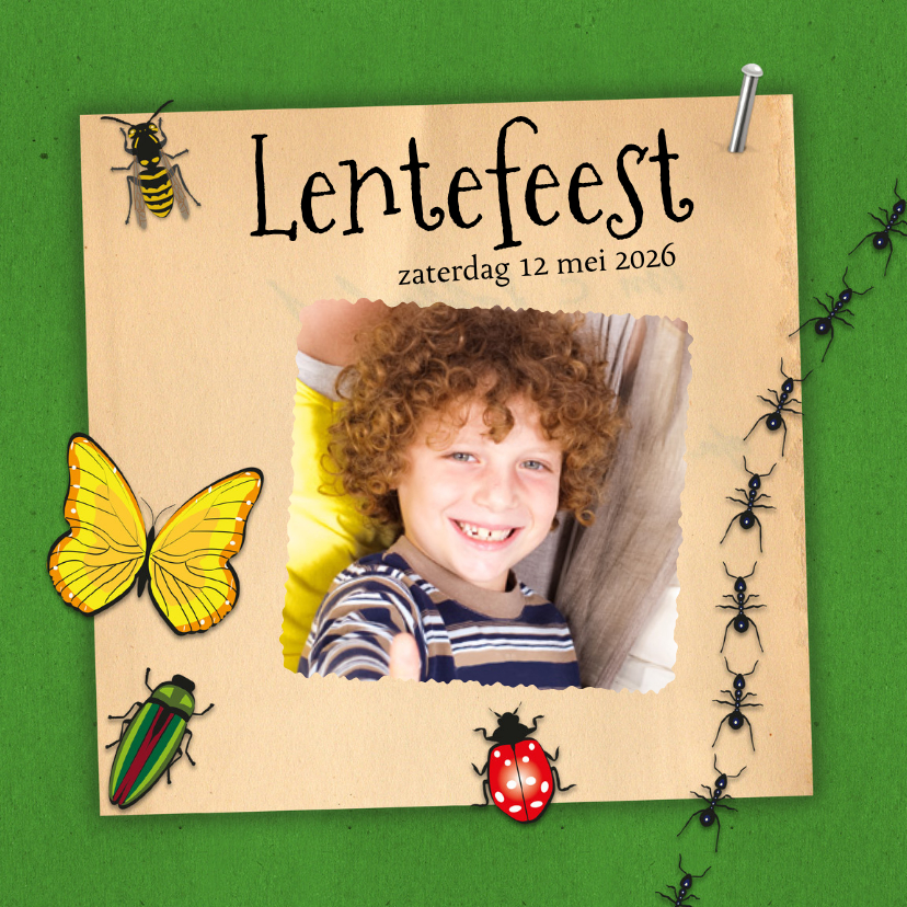 Insecten lente uitnodiging-isf - Communiekaarten Communiekaarten - Insecten lente uitnodiging-isf