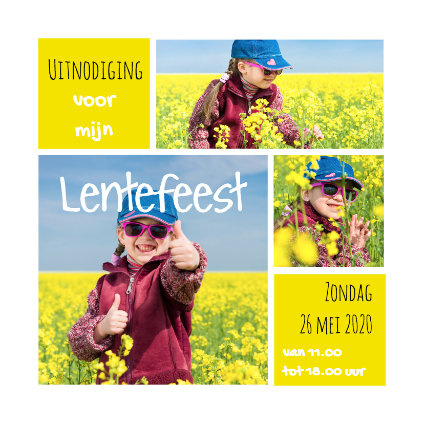 Lentefeest collage geel OT - Communiekaarten Communiekaarten - Lentefeest collage geel OT