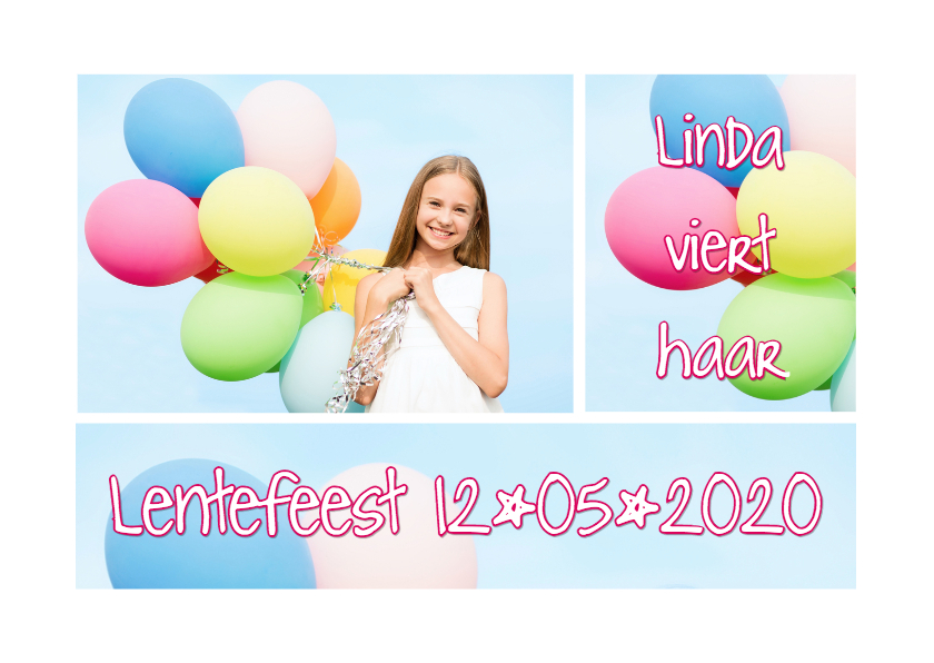 Lentefeest fotocollage OT - Communiekaarten Communiekaarten - Lentefeest fotocollage OT