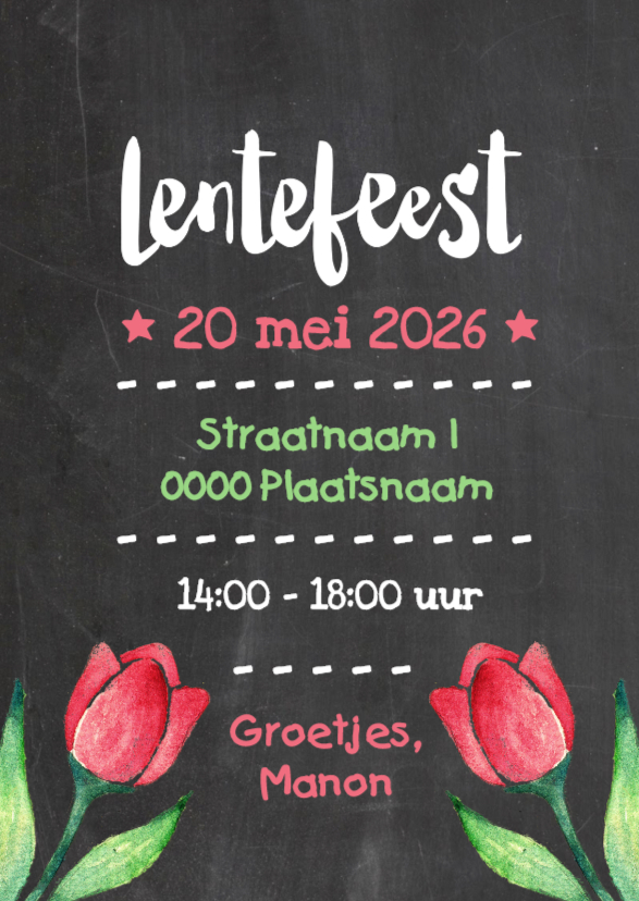 Lentefeest krijt bloemen - DH - Communiekaarten Communiekaarten - Lentefeest krijt bloemen - DH