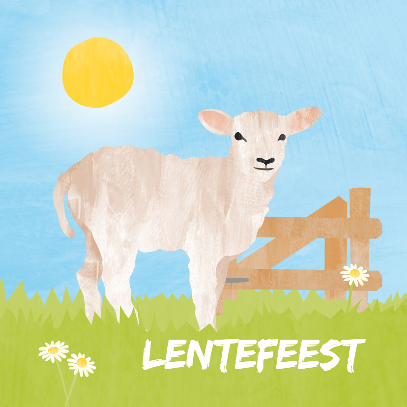 Lentefeest uitnodiging lammetje - Communiekaarten Communiekaarten - Lentefeest uitnodiging lammetje