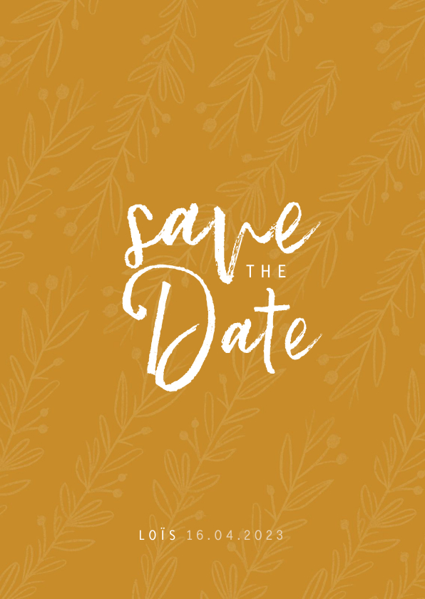Save the date communie of lentefeest oker en takjes - Communiekaarten Communiekaarten - Save the date communie of lentefeest oker en takjes