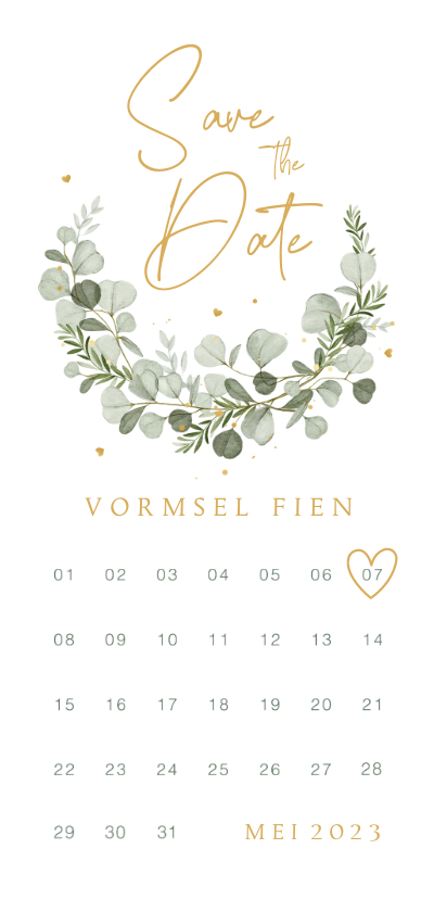 Save the date vormsel eucalyptus stijlvol hartjes klassiek - Communiekaarten Communiekaarten - Save the date vormsel eucalyptus stijlvol hartjes klassiek
