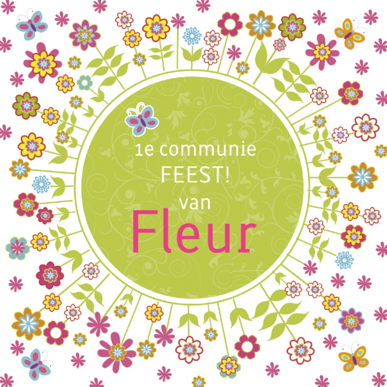 uitnodiging communie bloemen - Communiekaarten Communiekaarten - uitnodiging communie bloemen