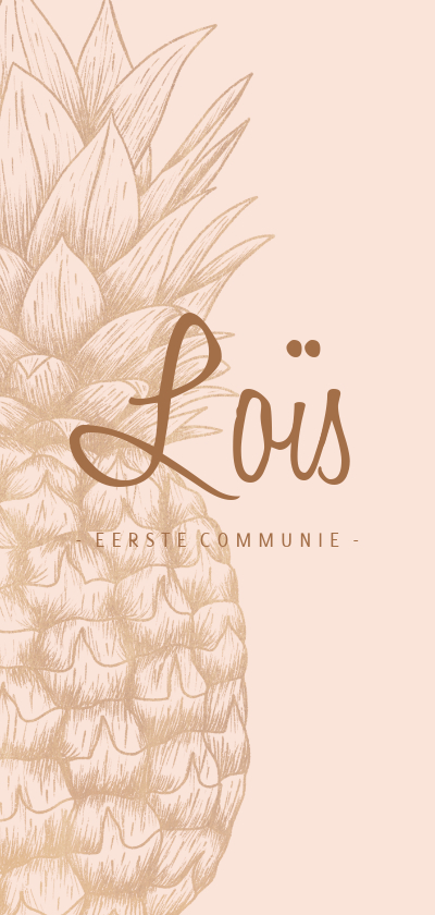 Communiekaarten - Uitnodiging communie koperen ananas langwerpig