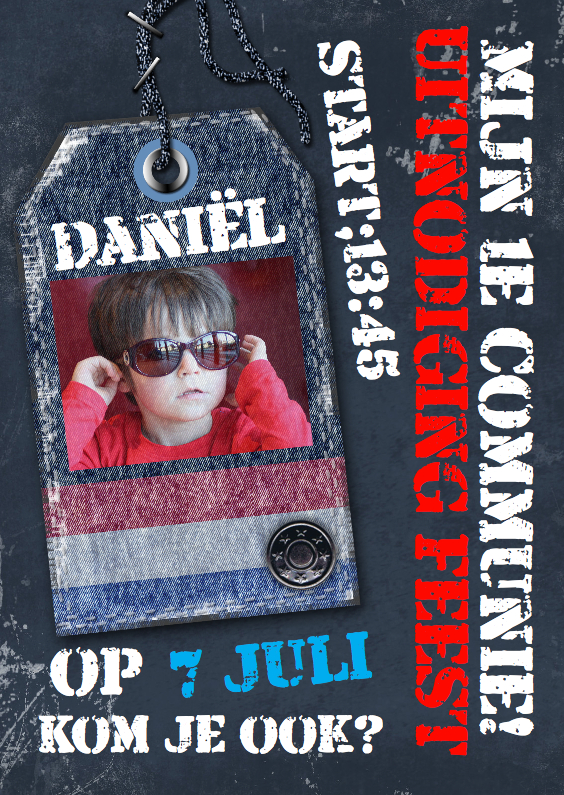 Uitnodiging communiefeest Uni - Communiekaarten Communiekaarten - Uitnodiging communiefeest Uni