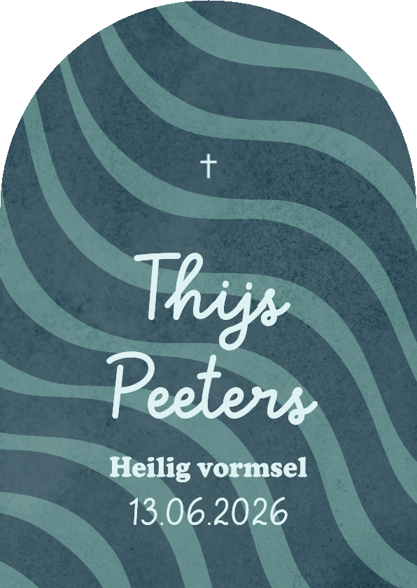 Communiekaarten - Uitnodiging heilig vormsel boogvorm wave gestreept