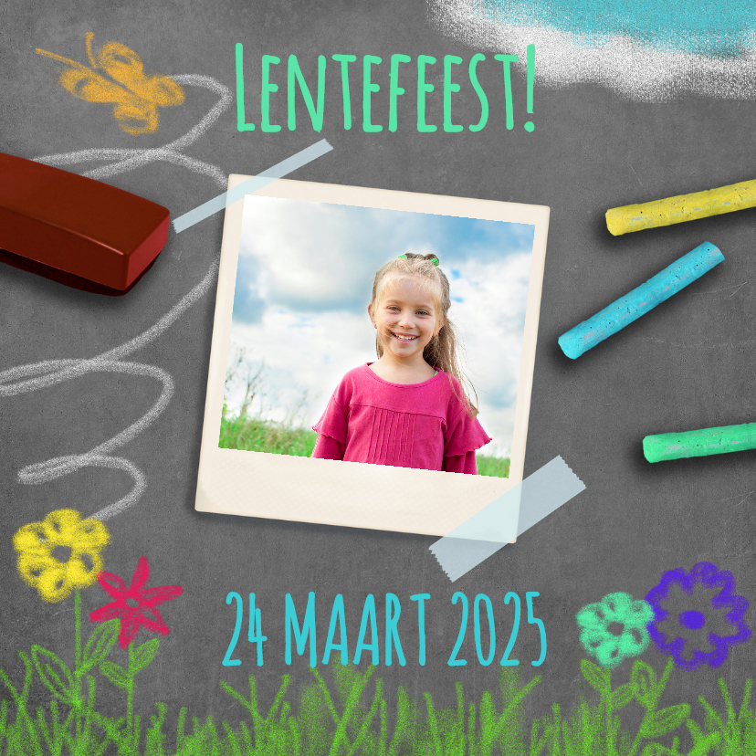 Uitnodiging lente krijt - BK - Communiekaarten Communiekaarten - Uitnodiging lente krijt - BK