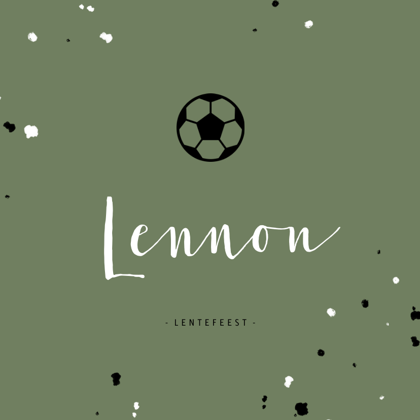 Uitnodiging lentefeest voetbal met spetters - Communiekaarten Communiekaarten - Uitnodiging lentefeest voetbal met spetters