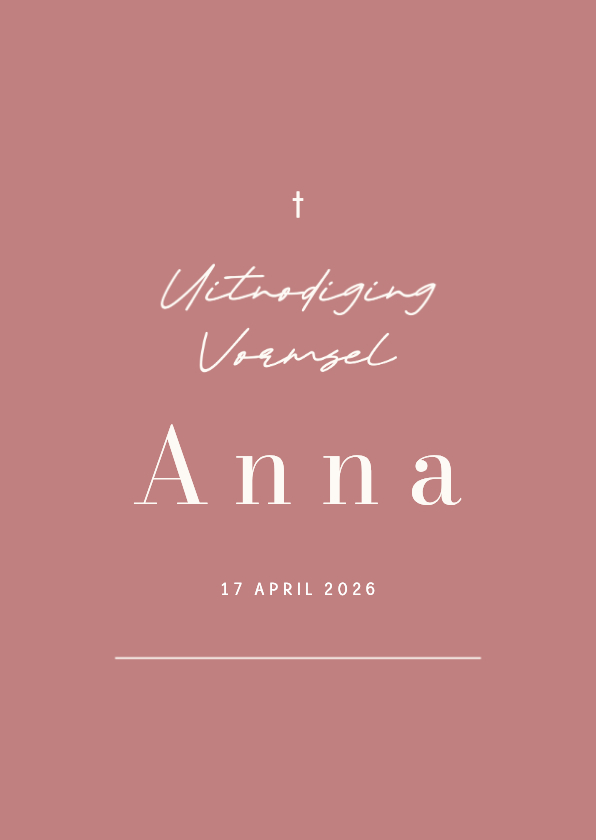 Communiekaarten - Uitnodiging vormsel communie oudroze met foto