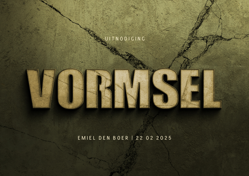 Uitnodiging vormsel stoer filmposter donkergroen - Communiekaarten Communiekaarten - Uitnodiging vormsel stoer filmposter donkergroen