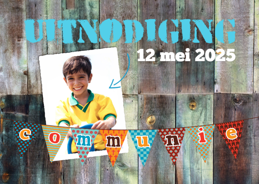 Vlaggetjes en hout-isf - Communiekaarten Communiekaarten - Vlaggetjes en hout-isf