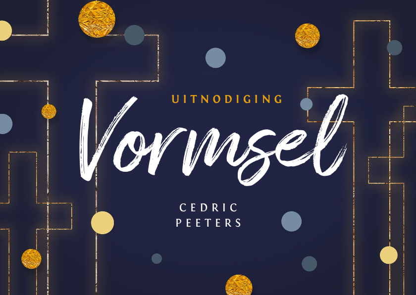 Communiekaarten - Vormsel communie uitnodiging goud kruis confetti