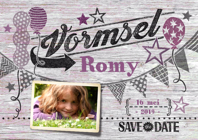 Vormsel stempel roze hout - Communiekaarten Communiekaarten - Vormsel stempel roze hout