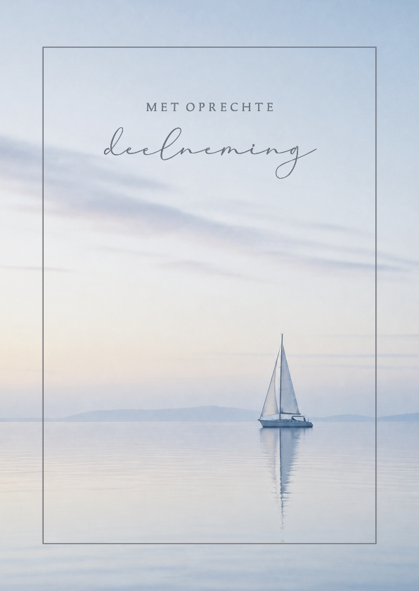 Blauwe condoleancekaart met zee en zeilboot - Condoleancekaarten Condoleancekaarten - Blauwe condoleancekaart met zee en zeilboot