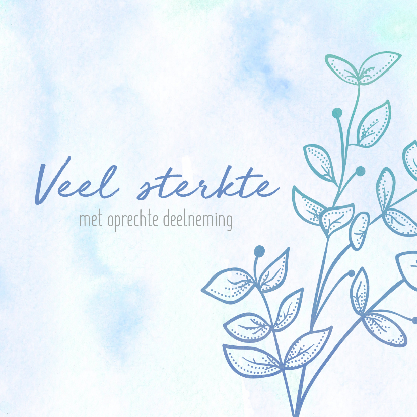 Condoleancekaarten - Condoleance - bloem waterverf blauw