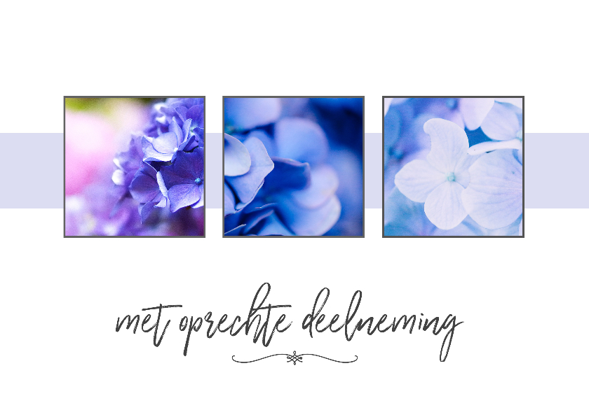 Condoleance - collage hortensia met oprechte deelneming - Condoleancekaarten Condoleancekaarten - Condoleance - collage hortensia met oprechte deelneming