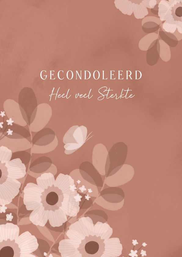 Condoleancekaarten - Condoleance kaart doorzichtige bloemen met vlinder