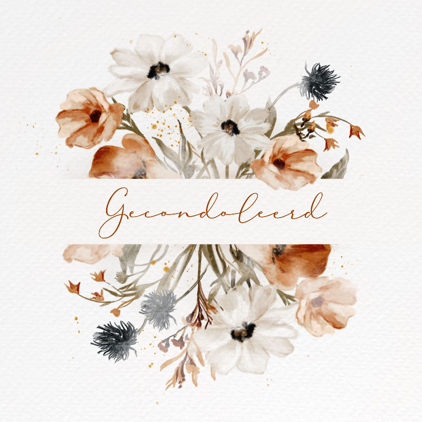 Condoleancekaarten - Condoleance kaart met grote elegante bloemen 