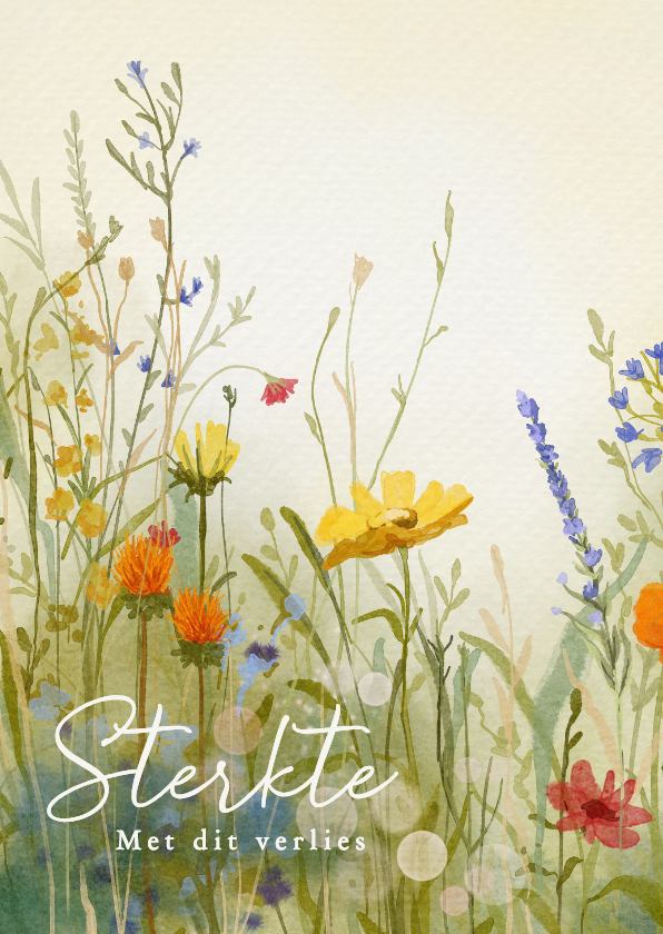 Condoleance kaart met veldbloemen in aquarel - Condoleancekaarten Condoleancekaarten - Condoleance kaart met veldbloemen in aquarel
