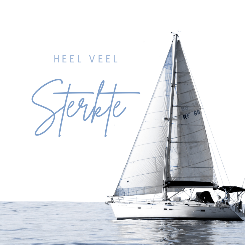 Condoleancekaarten - Condoleance kaart zeilboot blauw man