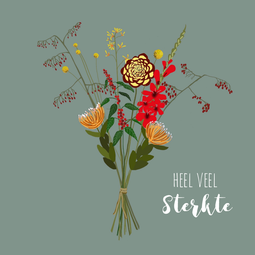 Condoleancekaarten - Condoleancekaart Bloemen Illustratie