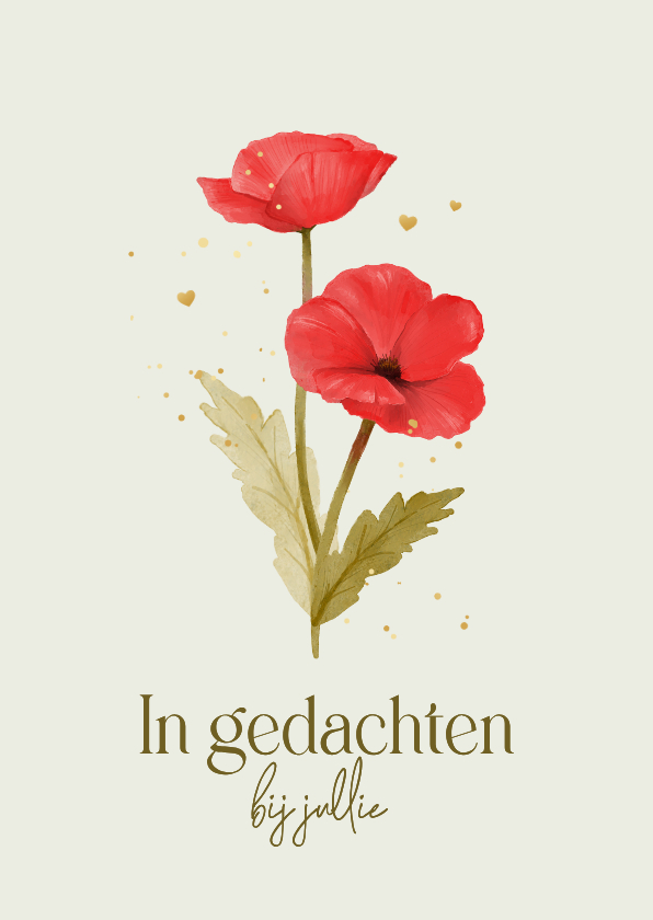 Condoleancekaarten - Condoleancekaart bloemen klaprozen stijlvol in gedachten