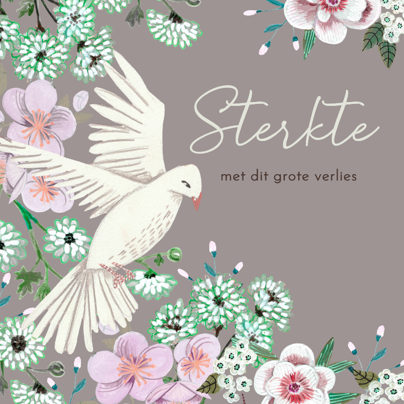 Condoleancekaarten - Condoleancekaart bloemen met duif