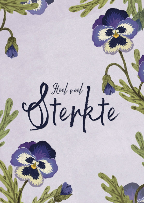 Condoleancekaart heel veel sterkte met viooltjes - Condoleancekaarten Condoleancekaarten - Condoleancekaart heel veel sterkte met viooltjes