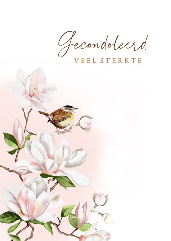 Condoleancekaarten - Condoleancekaart magnoliatak met vogeltje