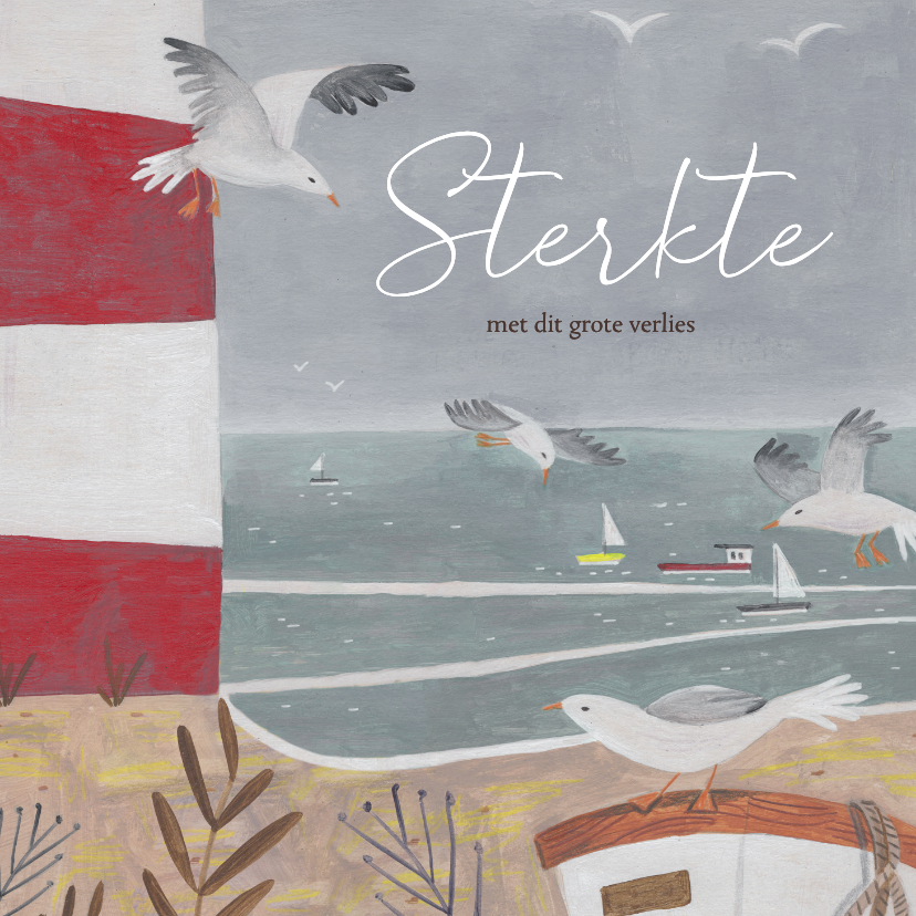 Condoleancekaarten - Condoleancekaart meeuwen boven de zee