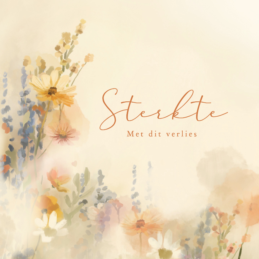 Condoleancekaarten - Condoleancekaart met aquarel bloemen en zachte uitstraling