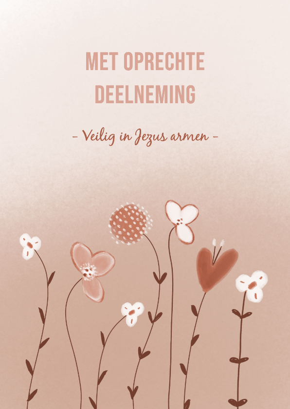 Condoleancekaarten - Condoleancekaart met beige bloemen