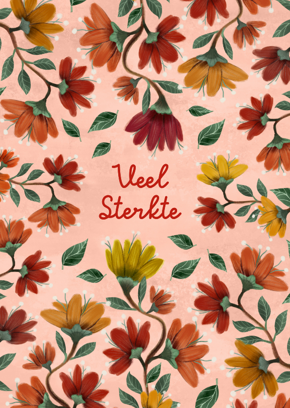 Condoleancekaarten - Condoleancekaart met bloemen in warme kleuren