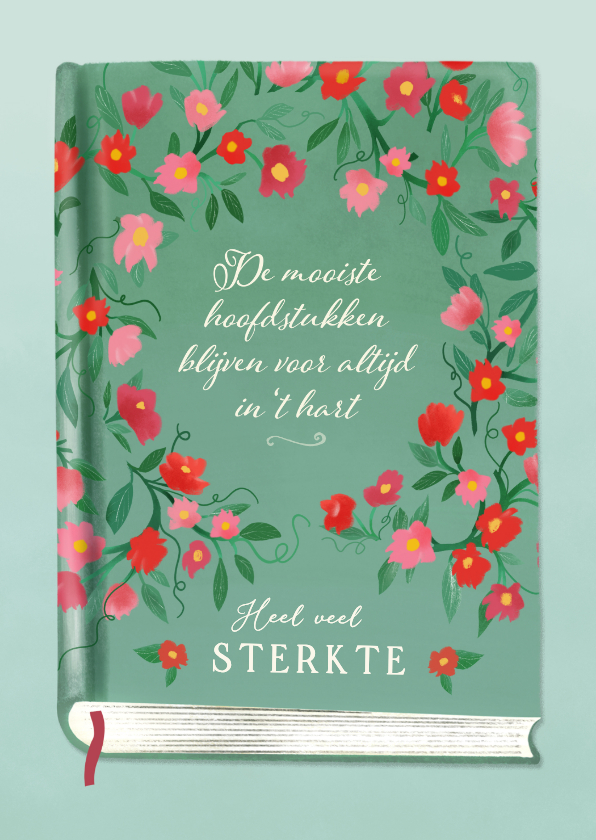 Condoleancekaart met boek en bloemen - Condoleancekaarten Condoleancekaarten - Condoleancekaart met boek en bloemen