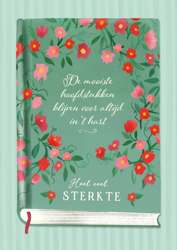 Condoleancekaarten - Condoleancekaart met boek en bloemen