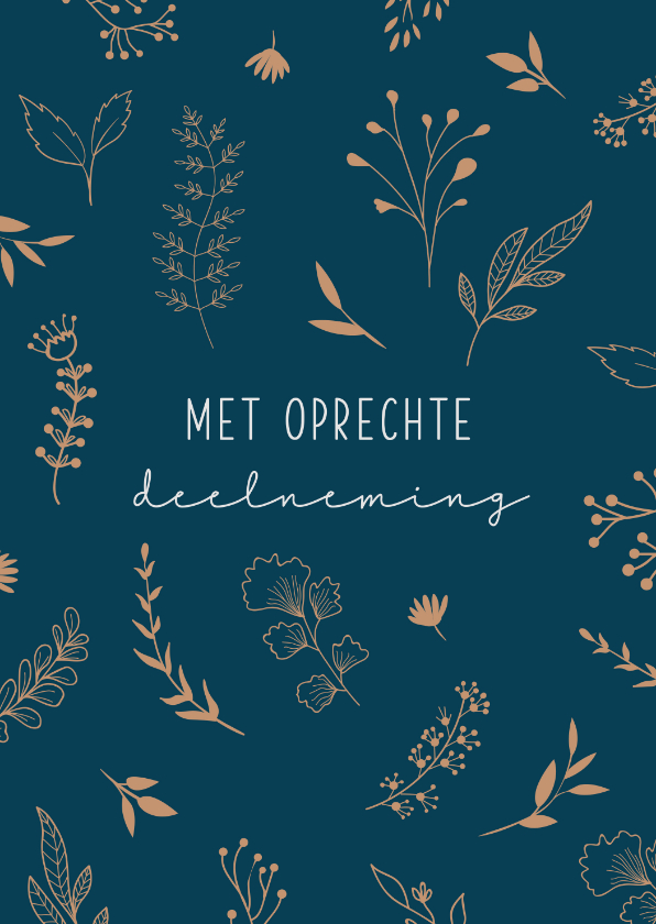 Condoleancekaart met botanische elementen - Condoleancekaarten Condoleancekaarten - Condoleancekaart met botanische elementen