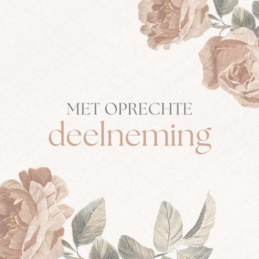 Condoleancekaarten - Condoleancekaart met getekende vintage bloemen