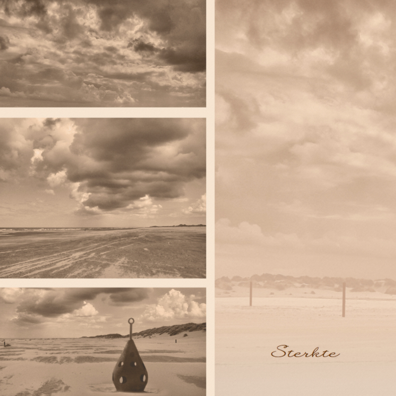 Condoleancekaart met strand en lucht sepia - Condoleancekaarten Condoleancekaarten - Condoleancekaart met strand en lucht sepia