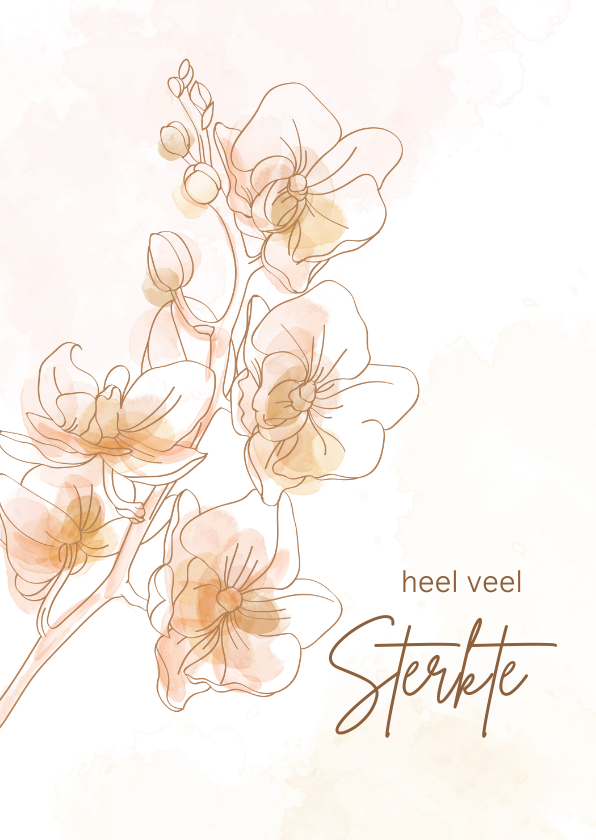 Condoleancekaarten - Condoleancekaart - Orchidee met watercolor