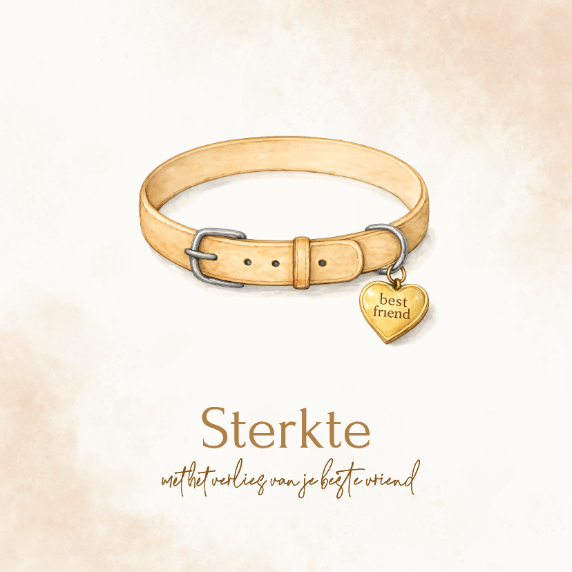 Condoleancekaarten - Condoleancekaart overlijden huisdier halsband
