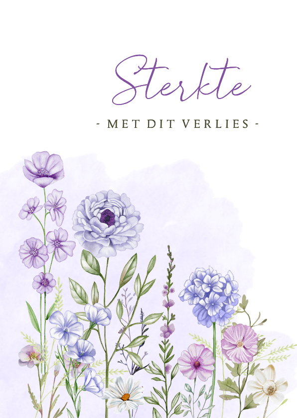 Condoleancekaarten - Condoleancekaart paarse veldbloemen