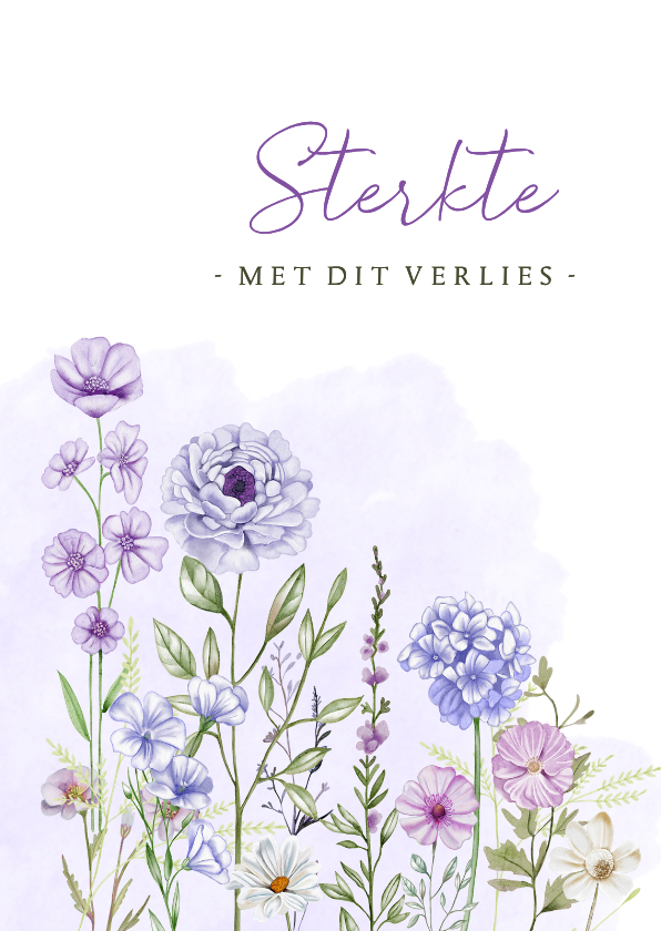 Condoleancekaart paarse veldbloemen - Condoleancekaarten Condoleancekaarten - Condoleancekaart paarse veldbloemen